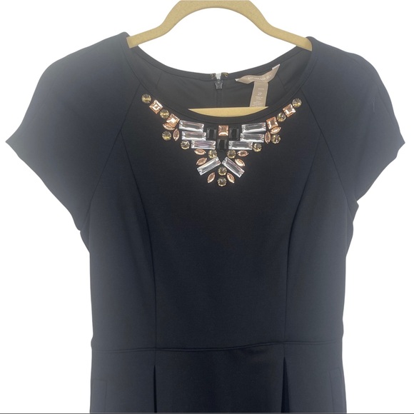 Banana Republic Black Jewel Neckline Dress Size 2P - Picture 7 of 10